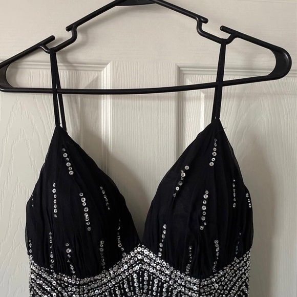 Jazy Couture Black Silk Formal Dress - Picture 4 of 6